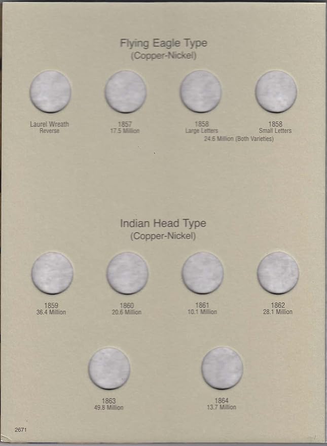 H.E. Harris & Co US Flying Eagle and Indian Cent Coin Folder 1857 – 1909 #2671 - Image 2
