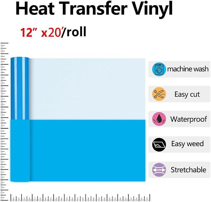 HTVVETUR Glow in The Dark HTV Heat Transfer Vinyl Roll 12 Inch by 20 Feet Iron - Image 2