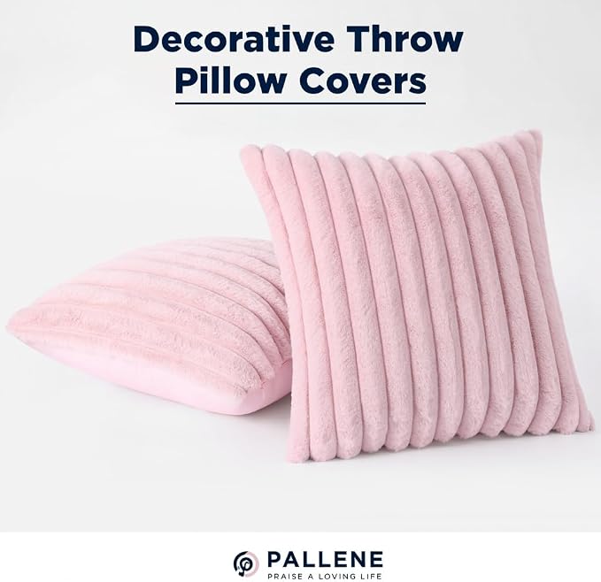 Pallene Faux Fur Plush Throw Pillow Covers 16x16 Set of 2, Luxury Soft Fluffy - Image 7