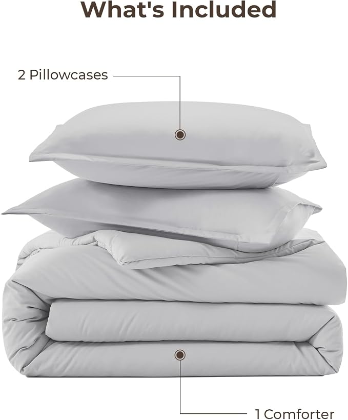 Litanika Light Grey Twin/Twin XL Comforter Set, 2 Pieces Lightweight Solid - Image 7