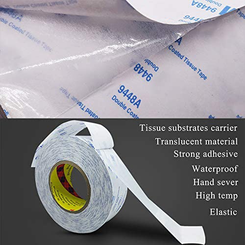 Double Coated Tissue Tape 9448A 0.75”x 32.8 Ft White | Craft DIY Tape - Image 5
