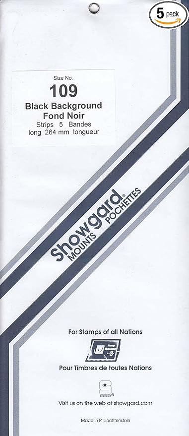 Strip Style Black Stamp Mounts Size 109 by Showgard
