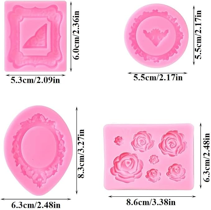 Picture Frame Silicone Mold Vintage Mirror Photo Frame Fondant Molds Rose - Image 2