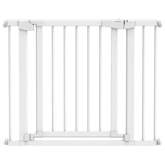 Cumbor 29.7-40.6" Baby Gate for Stairs, Mom's Choice Awards Winner-Dog Gate for Doorways, Pressure Mounted Auto-Close Pet Gates for Dogs Indoor, Safety Child Gate with Easy Walk Thru Door, White