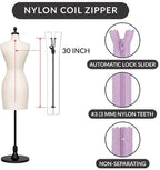 30 inch Nylon Coil Zipper #3 Non-Separating, Closed-End Replacement Zipper - Image 2