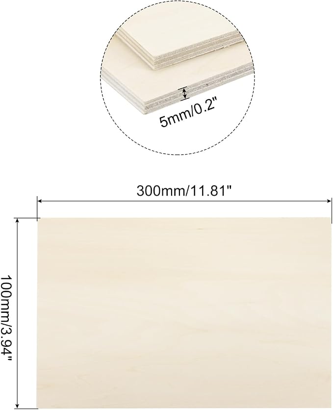MECCANIXITY 3pcs Basswood Sheets 4 x 12 x 3/16 Inch Unfinished Wood Boards - Image 2