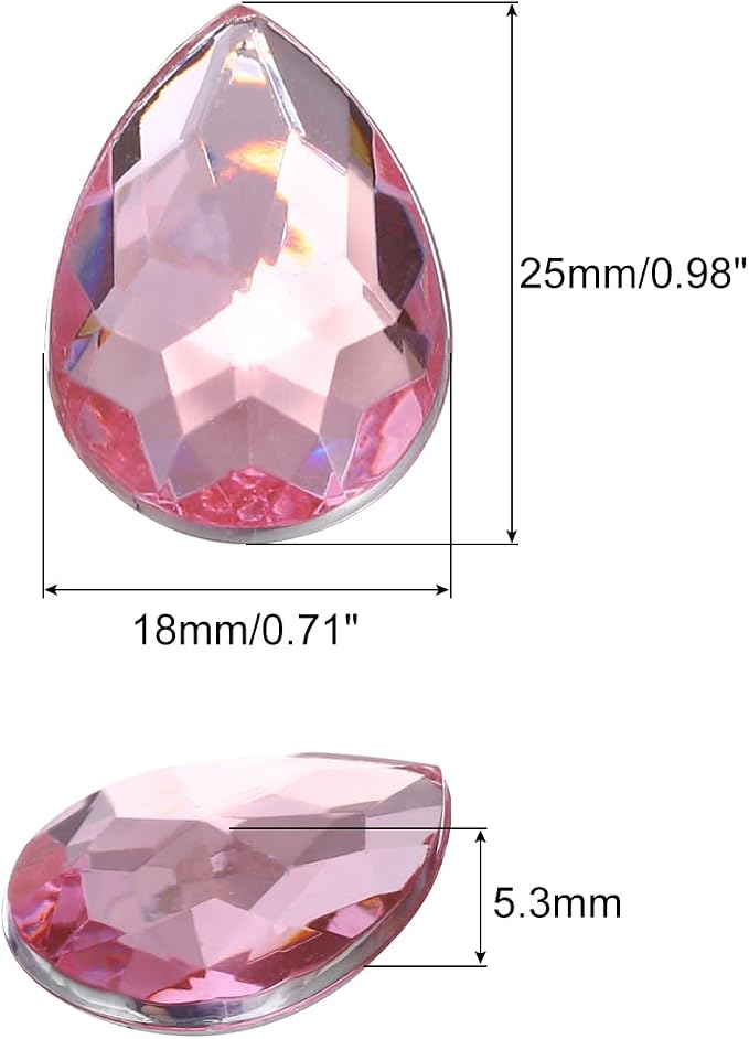 MECCANIXITY 50PCS Flat Back Acrylic Teardrop Gems 18x25mm Artificial Rhinestones - Image 2