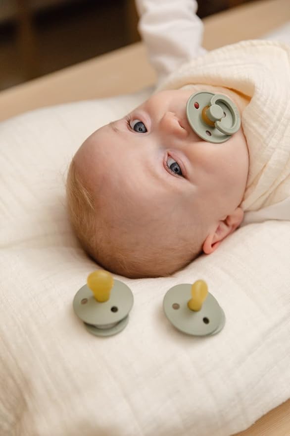 BIBS Pacifiers Colour Collection | Natural Rubber Baby Pacifier | Set of 2 BPA-Free Soothers | Made in Denmark | 0+ Months (Pack of 2) | Vanilla/Blush