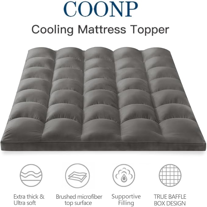 COONP Full XL Mattress Topper, Extra Thick Pillowtop, Cooling Plush Mattress - Image 2