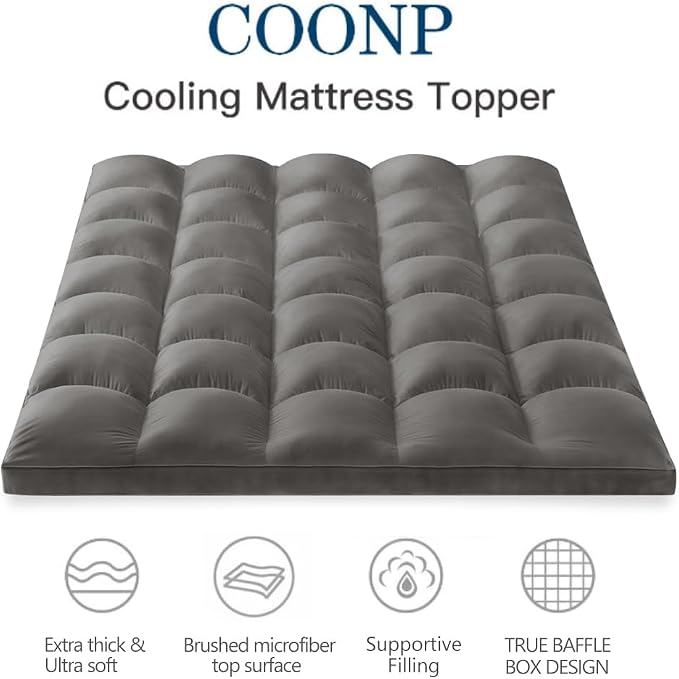 COONP Twin XL Mattress Topper, Extra Thick Pillowtop, Cooling Plush Mattress - Image 2