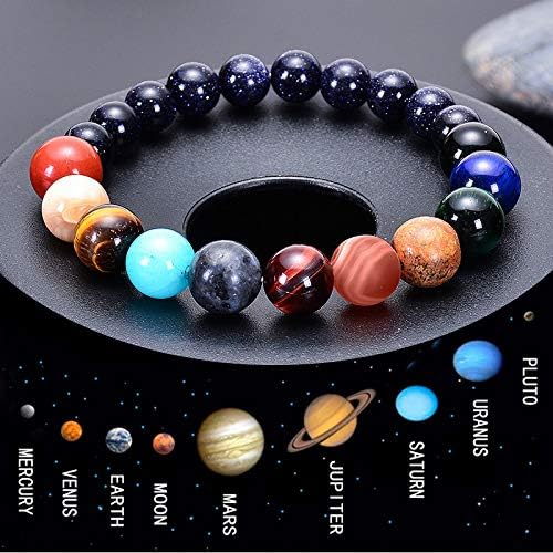 Women Stone Bead Charm Bracelet Universe Galaxy the Eight Planets Nine Planets - Image 3