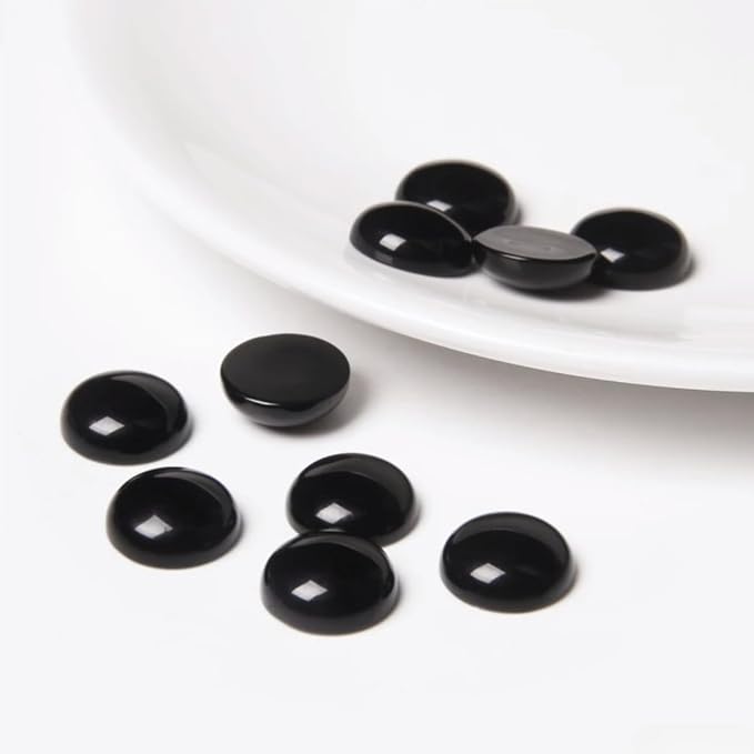 20pcs 8mm Natural Stone No Hole Black Agate Semicircle Smooth Cabochons Beads - Image 3