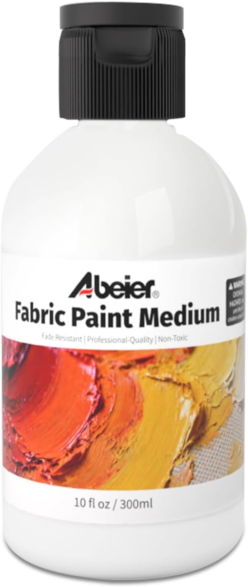 ABEIER Fabric Medium for Acrylic Paint, 10 oz/300 ml Textile Medium for Clothes by ABEIER