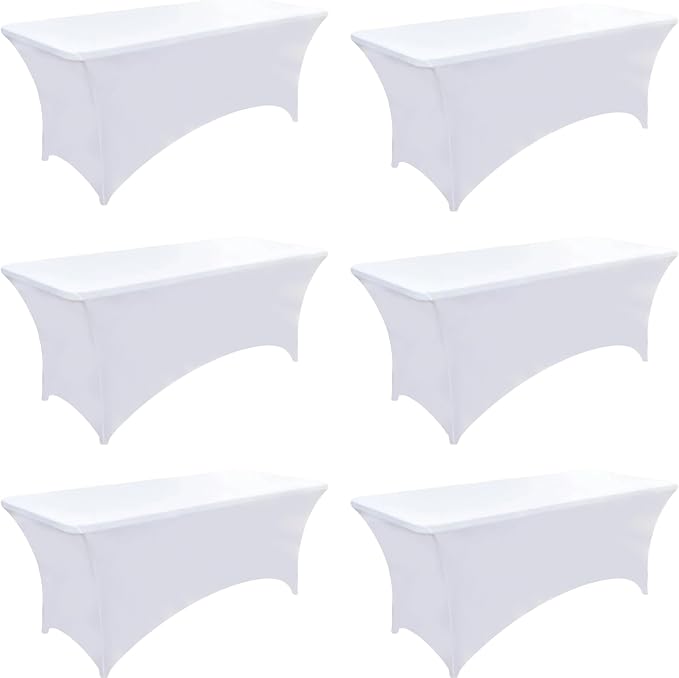 6-Pack 4ft White Spandex Table Covers by Unknown