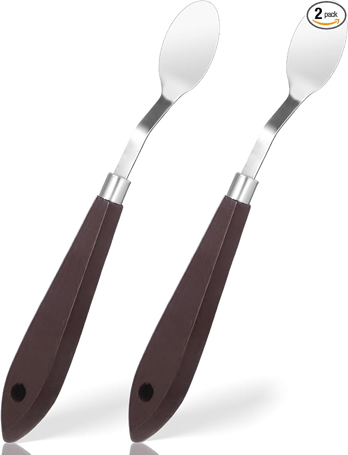 2 Pcs No.20 Palette Knife, 22mm Width Pallet Paint Spatula Stainless Steel Oval by Unknown