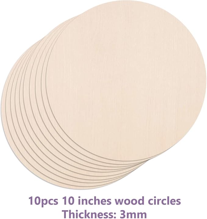 10Pcs 10Inch Cutouts Blank Round Wood Slice Wood Circles - Image 3