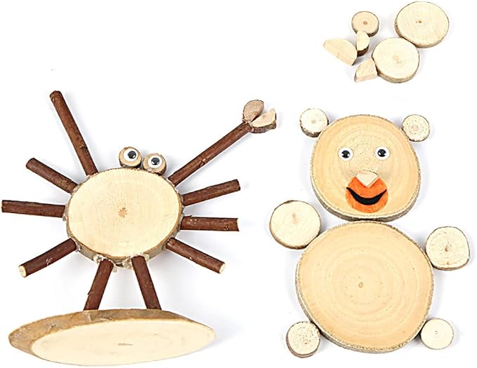 Natural Wood Craft Kit Tiny Unfinished Wooden Slices Assorted Shape Wood Pieces - Image 3