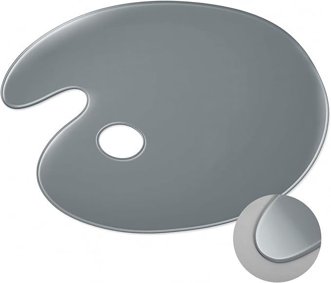Nuanchu 12 x 16 Inch Handy Oval Neutral Grey Tempered Glass Palette by Nuanchu