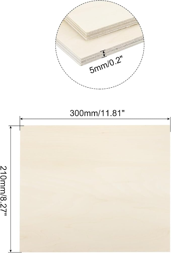 MECCANIXITY 3pcs Basswood Sheets 12 x 8.3 x 3/16 Inch Unfinished Wood Boards - Image 2