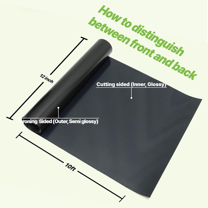 PU Heat Transfer Vinyl 12"×10ft Roll Black – HTV - Image 3