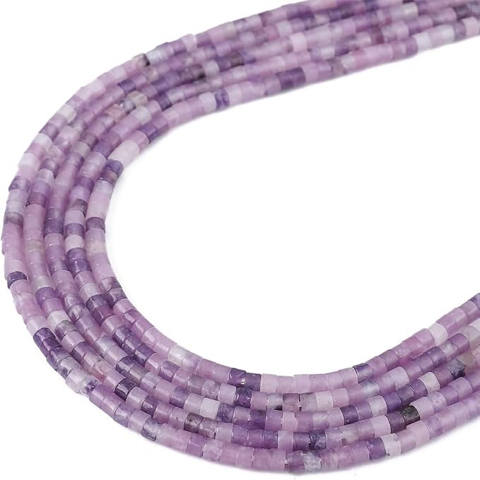 152pcs 4x2mm Natural Purple Lepidolite Heishi Disc Rondelle Spacer Stone Semi - Image 2