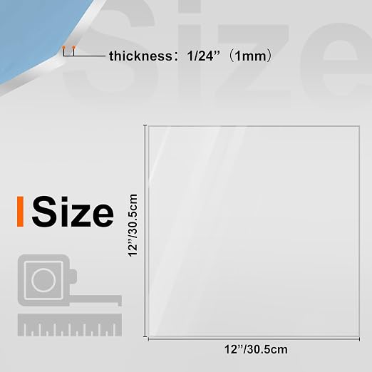 KINLINK 12x12 Plexiglass Sheets 1/24 inch Thick, 1mm Clear PET Plastic Sheet - Image 2