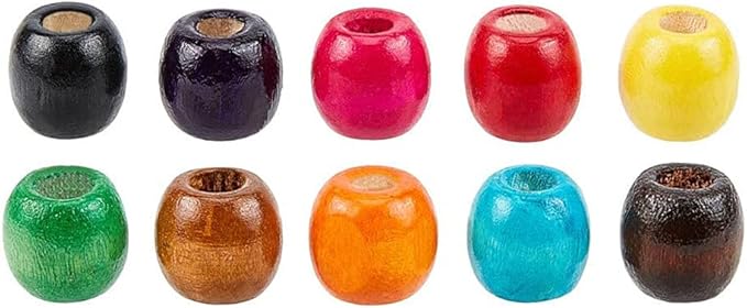 400Pcs Large Hole Wood Beads, BetterJonny Assorted Color Wooden Beads Hair - Image 4