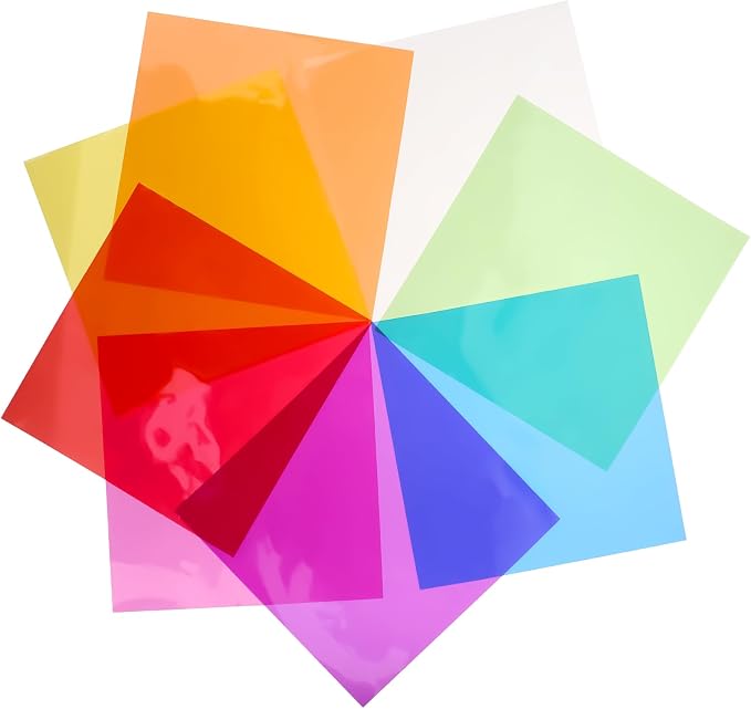Colorful Plastic Paper, 160 Pieces Colored Transparency Sheets 7.5x7.5 In Craft by KALIONE