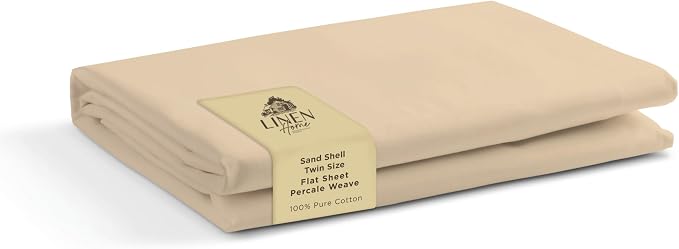 Linen Home 100% Cotton Percale 1 Flat Sheet, Full Size by LINENHOME