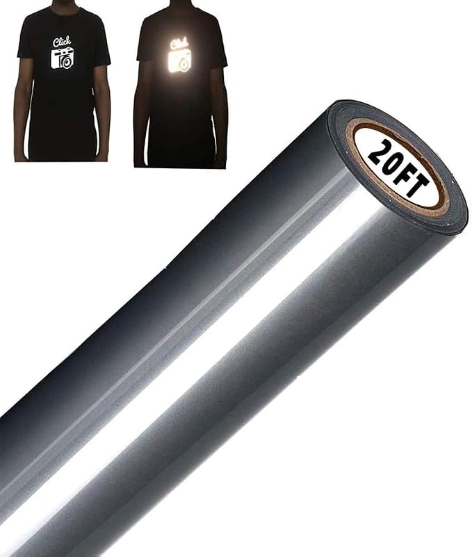 FUNKAKA Heat Transfer Vinyl Reflective Dark Gray HTV Roll, Reflective HTV Vinyl by FUNKAKA