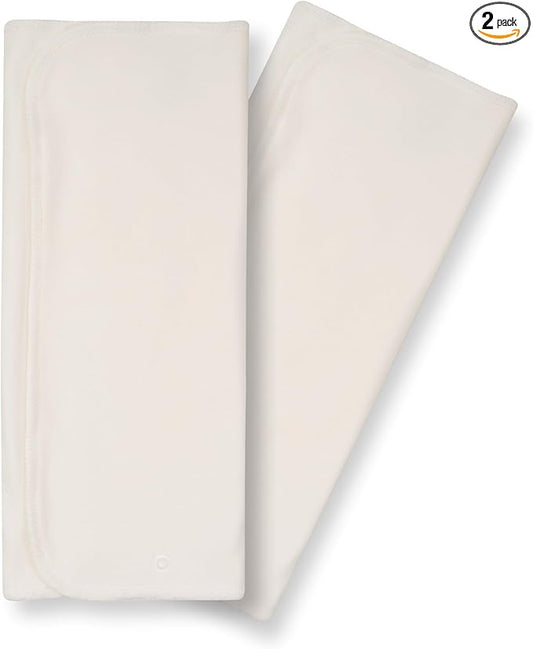 Nora's Nursery 3 Layer Cotton Prefolds 2 Pack with Snaps | Super Soft, Reusable, and Absorbent Cloth Diaper Liners | Gentle Cotton Diapering Solution for Babies