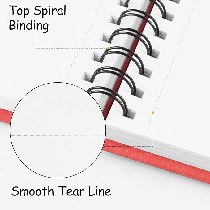 8.3x5.8 Sketch Book, Top Spiral Bound Sketch Pad, 60sheets 92lb/150gsm Bright - Image 4