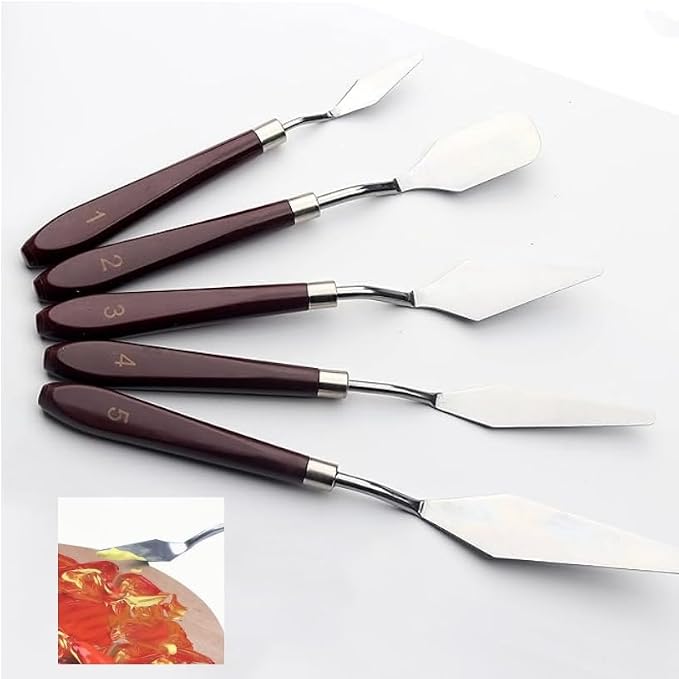 FUPUALL 5 Pieces Painting Knives Stainless Steel Spatula Palette Knife Oil - Image 5