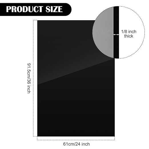 Juexica 1 Pcs 24'' x 36'' Black Acrylic Sheet 1/8'' Thick Cast Acrylic Sheet - Image 2