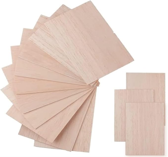 10pcs Balsa Wood Sheets Ply, 100/200/300mm Long Solid Wood Boards, 1-8mm Thin by Unknown