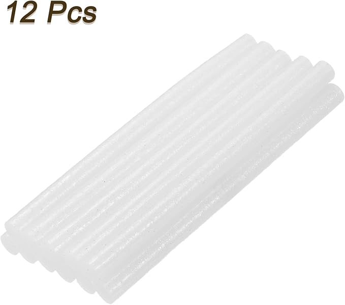 uxcell Mini Hot Glue Sticks for Glue Gun 7mm x 100mm Glitter Light White 12pcs - Image 3