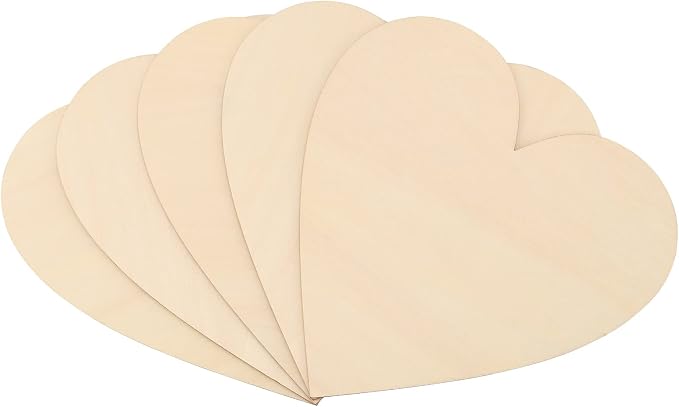 HOIGON 30 PCS 8 Inch Large Wooden Hearts, 1/8 Inch Thick Unfinished Wood Heart - Image 4