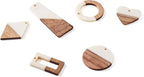 FASHEWELRY 12Pcs Resin Wooden Pendants 6 Styles Rectangle Rhombus Flat Round - Image 6