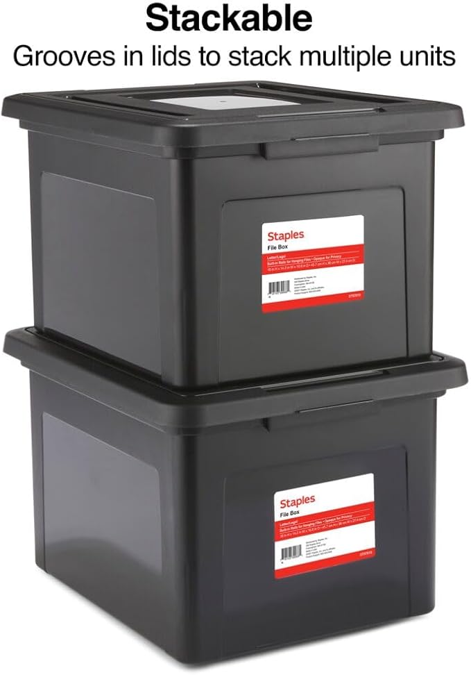 STAPLES File Box Plastic File Box Snap, Letter/Legal Size - Image 2