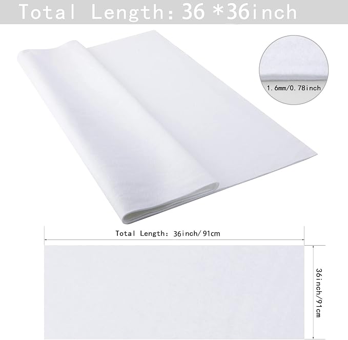 HaoFeijh White Felt Fabric 36 * 36 Inch Wide 1.6mm, Fabric Sheets Soft Woven - Image 2
