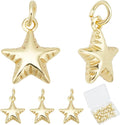 Beebeecraft 1 Box 20Pcs Golden Star Pendant Bulk Real 18K Gold Plated Brass by Beebeecraft