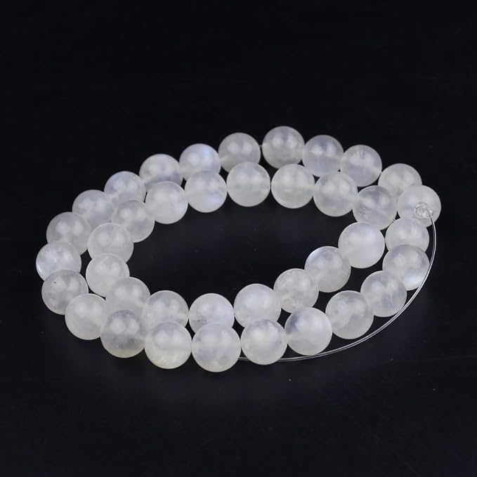 MJDCB Natural Round Stone Beads 4mm Blue Moonstone Loose Gemstone Beads - Image 2