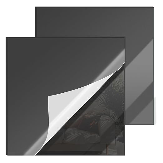 8x8 Inches Black Mirror Acrylic Sheet – 2 Pcs Reflective Acrylic Panel by SAKRNIC