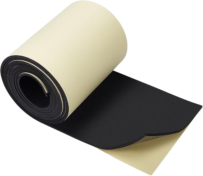BENECREAT 118x8 Inch Black Self Adhesive EVA Foam Roll, 5mm Thick Waterproof by BENECREAT