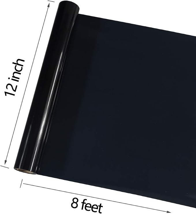 TUMIYA Black Heat Transfer Vinyl HTV Rolls, Glossy Adhesive HTV Vinyl - Image 2