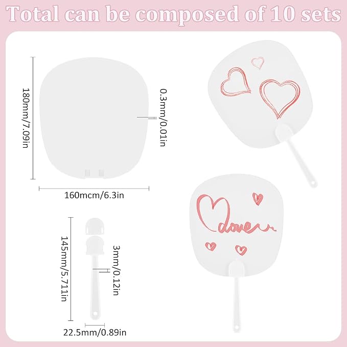 10Pcs Plastic Hand Fan DIY Blank Hand Fans Bulk PVC Flat Oval Summer Clear - Image 2
