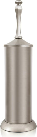 Stain Nickel Toilet Brush and Holder，Extra Long Handled Toilet Brush for Bathroom，Stainless Steel Heavy Duty Toilet Bowl Brush,Deep Cleaning Modern Toilet Cleaner Brush -Space Saving, Covered Brush
