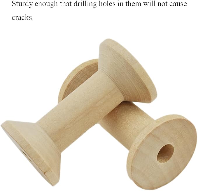 HAHIYO 2.36Inch/6cm 4PCs Natural Wood Unfinished Wooden Empty Thread Spool - Image 7