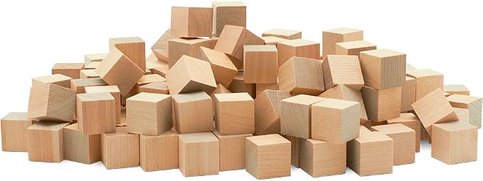 DIY Wooden Cubes 3/4-inch, Unfinished Wood Blocks by Woodpeckers