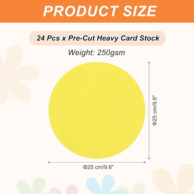MECCANIXITY 24 Pcs Circle Card Stock, 9.8 Inch Round Cutouts Paper Thick - Image 2
